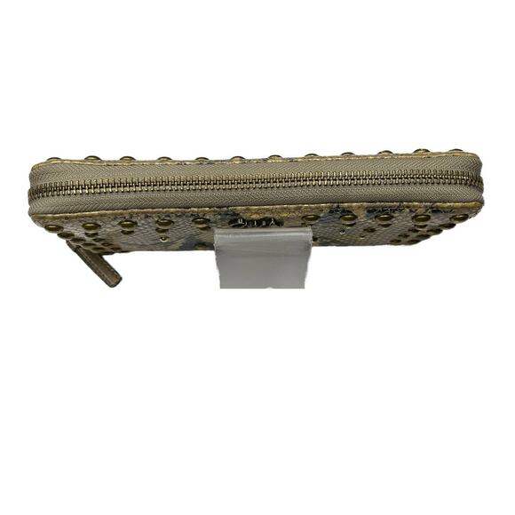 Coach Metallic Snakeprint Wallet Studs Zipper - Picture 4 of 8